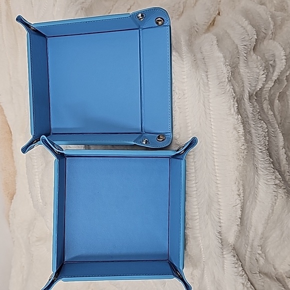 Faux Leather Jewelry Tray Powder Blue Reptile Textured Organizer - Picture 11 of 12